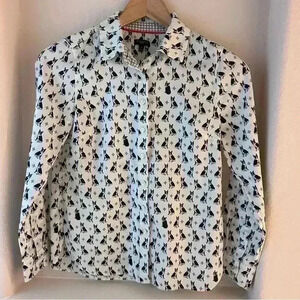 Talbots Long Sleeve Boston Terrier Print Button Down Shirt